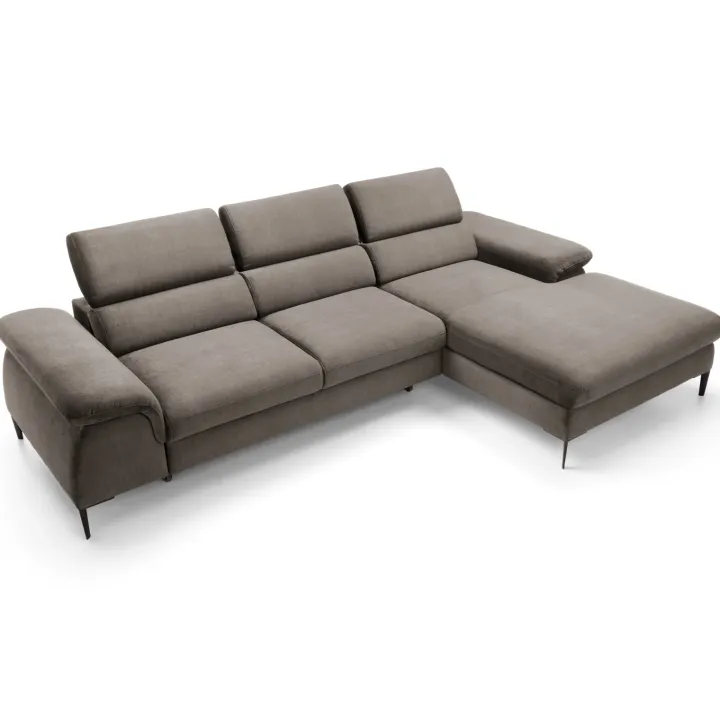 Divano letto regolabile angolare destra 4 posti 288x182cm tessuto beige Loungey