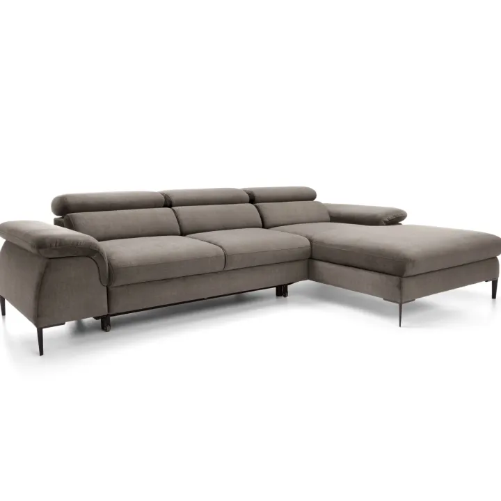 Divano letto regolabile angolare destra 4 posti 288x182cm tessuto beige Loungey