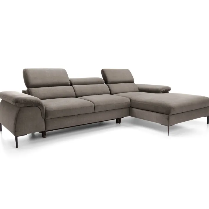 Divano letto regolabile angolare destra 4 posti 288x182cm tessuto beige Loungey