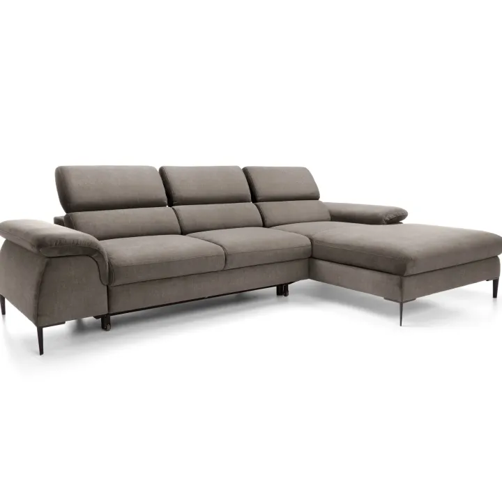 Divano letto regolabile angolare destra 4 posti 288x182cm tessuto beige Loungey