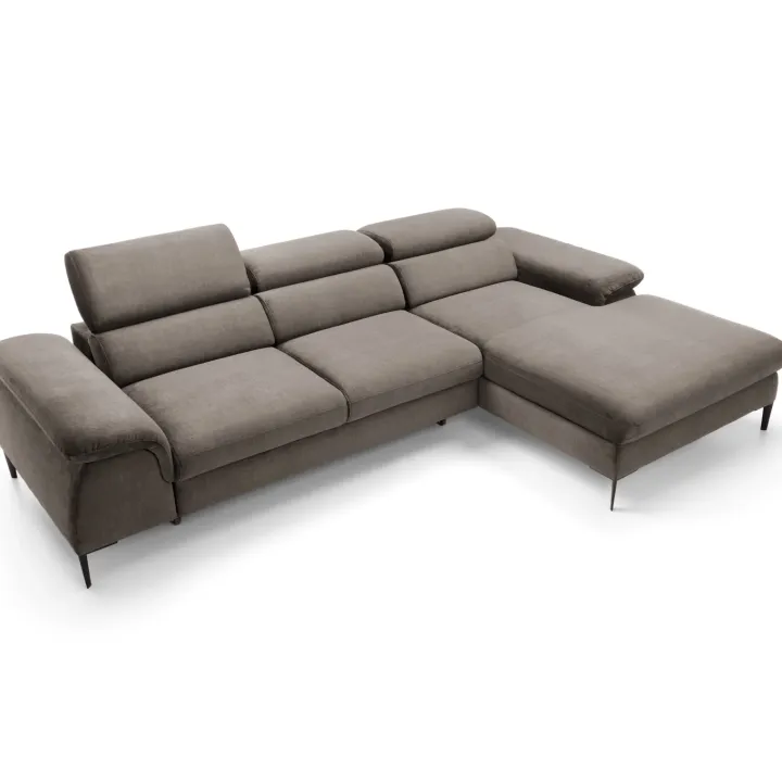 Divano letto regolabile angolare destra 4 posti 288x182cm tessuto beige Loungey