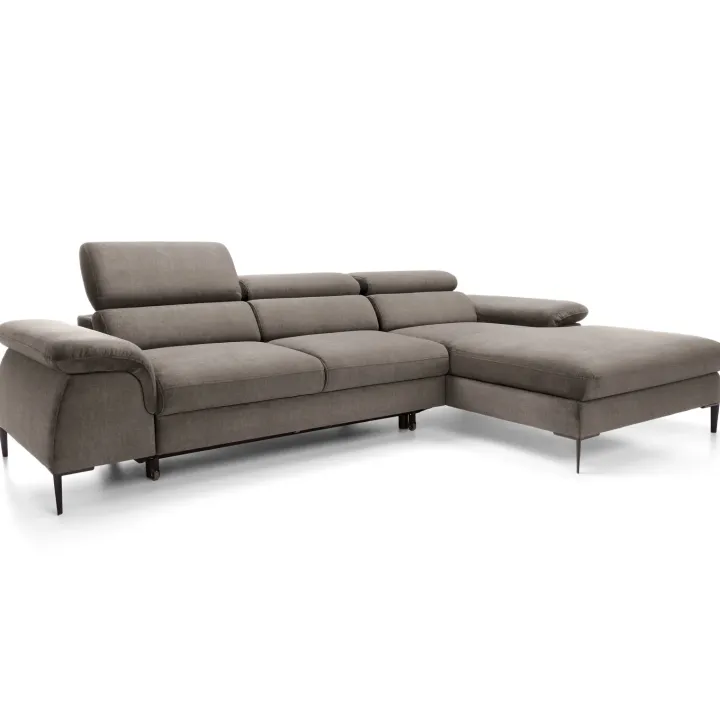 Divano letto regolabile angolare destra 4 posti 288x182cm tessuto beige Loungey