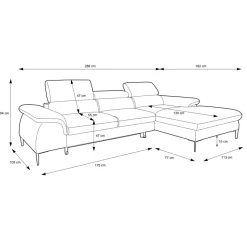 Divano letto regolabile angolare destra 4 posti 288x182cm tessuto beige Loungey