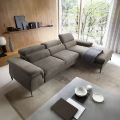Divano letto regolabile angolare destra 4 posti 288x182cm tessuto beige Loungey