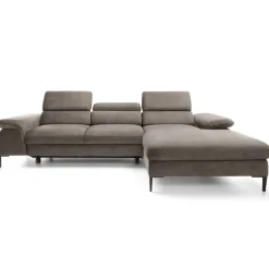 Divano letto regolabile angolare destra 4 posti 288x182cm tessuto beige Loungey