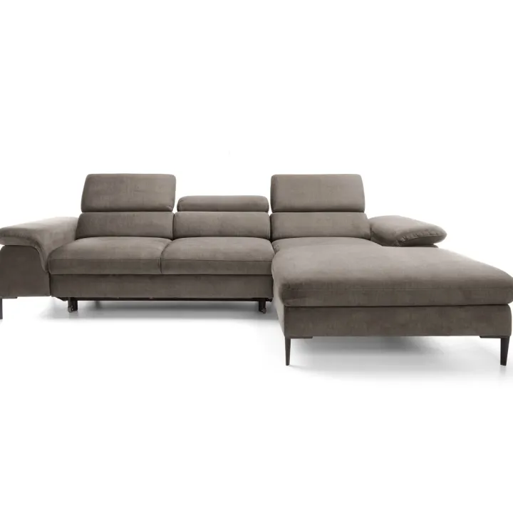 Divano letto regolabile angolare destra 4 posti 288x182cm tessuto beige Loungey