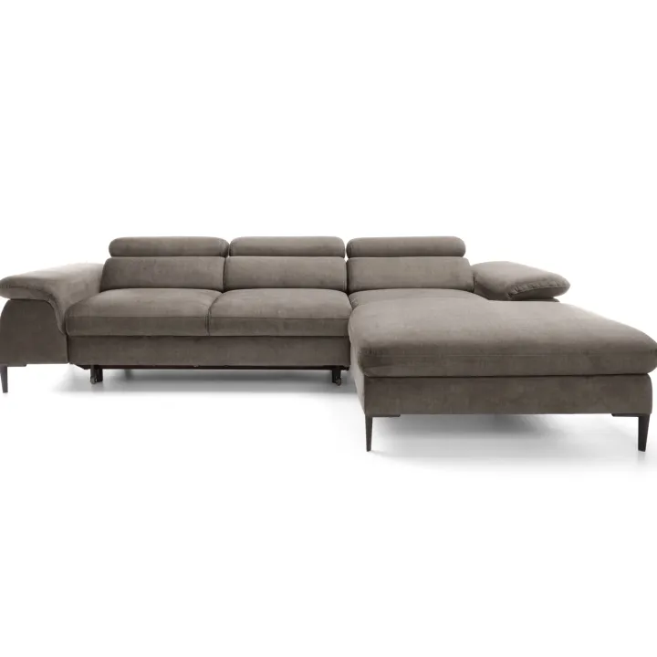 Divano letto regolabile angolare destra 4 posti 288x182cm tessuto beige Loungey