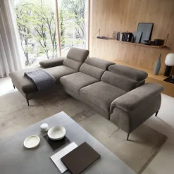 Divano letto regolabile angolare sinistra 4 posti 288x182cm tessuto beige Loungey