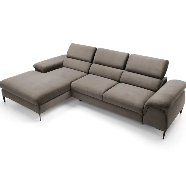 Divano letto regolabile angolare sinistra 4 posti 288x182cm tessuto beige Loungey