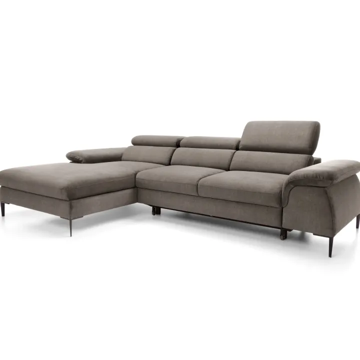 Divano letto regolabile angolare sinistra 4 posti 288x182cm tessuto beige Loungey