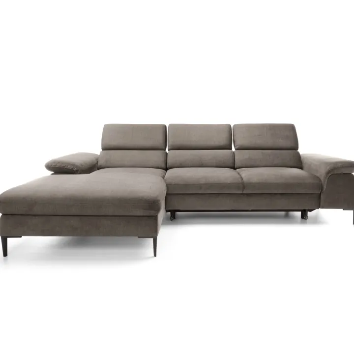 Divano letto regolabile angolare sinistra 4 posti 288x182cm tessuto beige Loungey