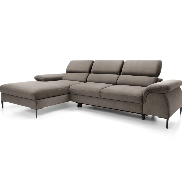 Divano letto regolabile angolare sinistra 4 posti 288x182cm tessuto beige Loungey