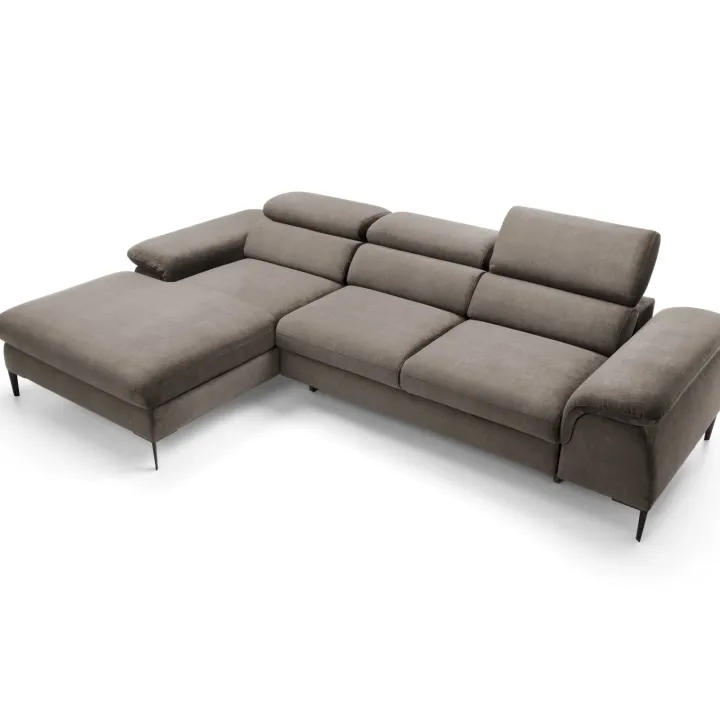 Divano letto regolabile angolare sinistra 4 posti 288x182cm tessuto beige Loungey