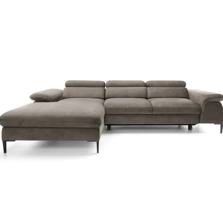 Divano letto regolabile angolare sinistra 4 posti 288x182cm tessuto beige Loungey