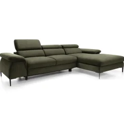 Divano letto regolabile angolare destra 4 posti 288x182cm tessuto verde oliva Loungey
