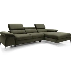 Divano letto regolabile angolare destra 4 posti 288x182cm tessuto verde oliva Loungey
