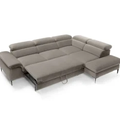 Divano letto regolabile angolare destra 5 posti 280x214cm tessuto tortora Snuggity