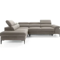 Divano letto regolabile angolare sinistra 5 posti 280x214cm tessuto tortora Snuggity