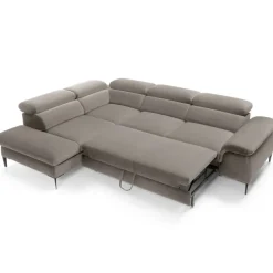 Divano letto regolabile angolare sinistra 5 posti 280x214cm tessuto tortora Snuggity
