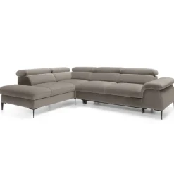 Divano letto regolabile angolare sinistra 5 posti 280x214cm tessuto tortora Snuggity