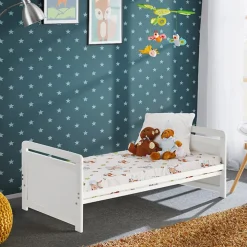 Lettino bambini 67x124cm con materasso, sponde e cassetto bianco Magic