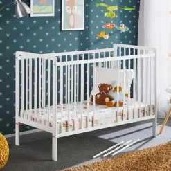 Lettino bambini 65x124cm con materasso e sponde bianco Shine