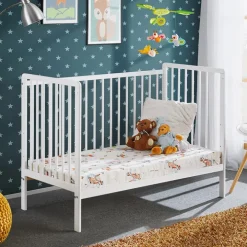 Lettino bambini 65x124cm con materasso e sponde bianco Shine
