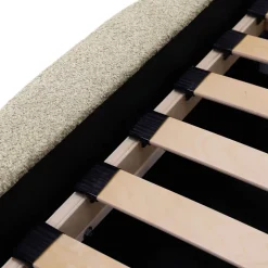 Letto alla francese 140x200cm con rete contenitore imbottito tessuto bouclé beige Aluna
