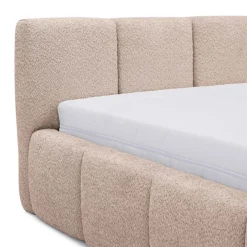 Letto alla francese 140x200cm con rete contenitore imbottito tessuto bouclé rosa Aluna