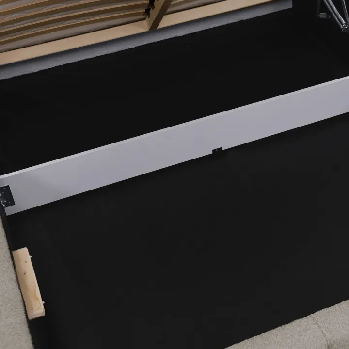 Letto alla francese 140x200cm con rete contenitore imbottito tessuto bouclé grigio Aluna
