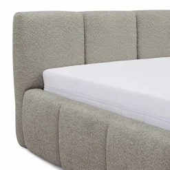 Letto alla francese 140x200cm con rete contenitore imbottito tessuto bouclé grigio Aluna