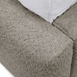 Letto alla francese 140x200cm con rete contenitore imbottito tessuto bouclé grigio Aluna