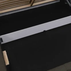 Letto alla francese 140x200cm con rete contenitore imbottito tessuto bouclé nero Aluna