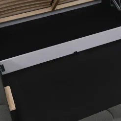 Letto alla francese 140x200cm con rete contenitore imbottito grigio scuro Aluna