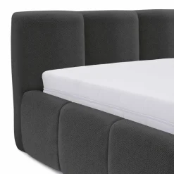 Letto alla francese 140x200cm con rete contenitore imbottito grigio scuro Aluna