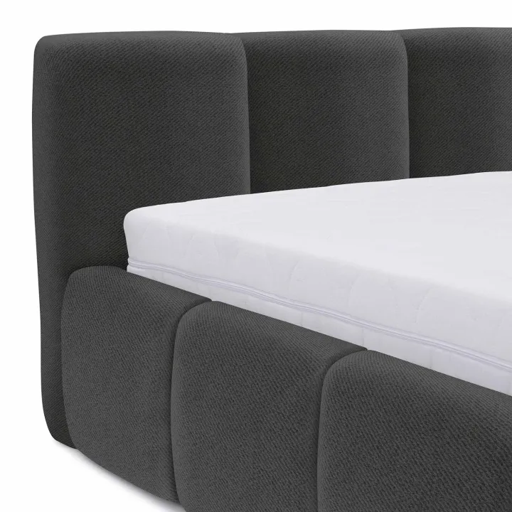 Letto alla francese 140x200cm con rete contenitore imbottito grigio scuro Aluna