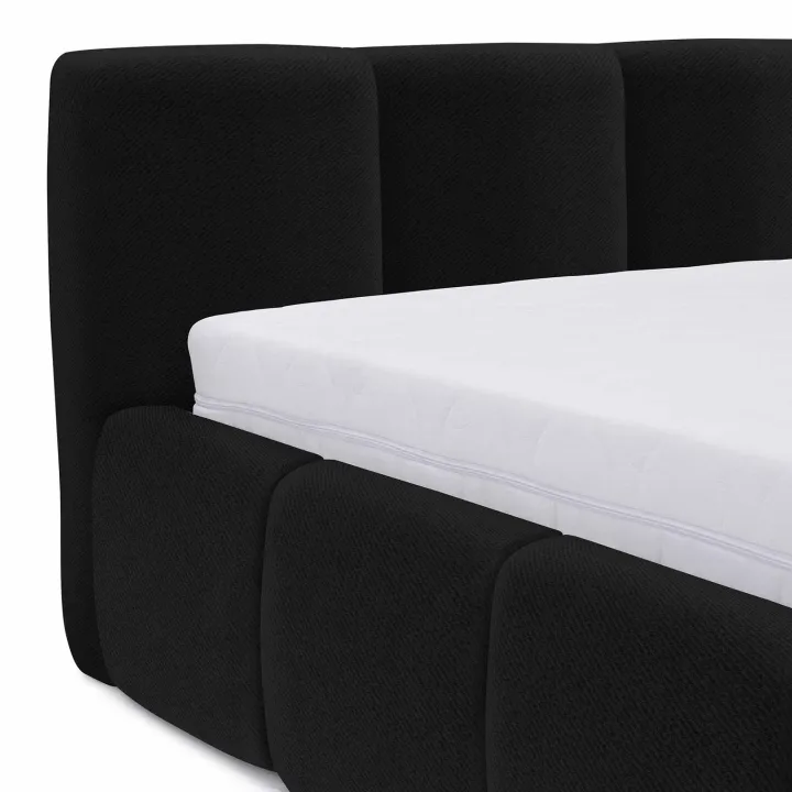 Letto alla francese 140x200cm con rete contenitore imbottito nero Aluna