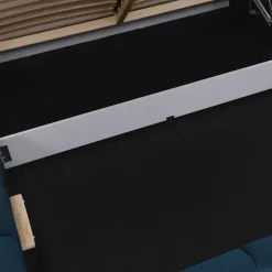 Letto alla francese 140x200cm con rete contenitore imbottito blu Aluna