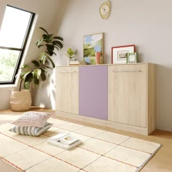 Letto a scomparsa orizzontale 90x200cm singolo rovere rosa Alvin Gihome®