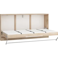 Letto a scomparsa orizzontale 90x200cm singolo rovere bianco Alvin Gihome®