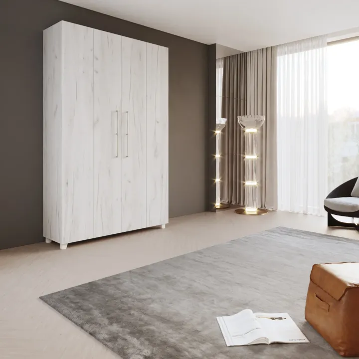 Letto a scomparsa verticale 120x200cm piazza e mezza bianco pino Calvin Gihome®