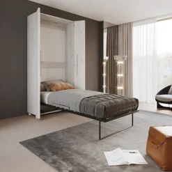 Letto a scomparsa verticale 90x200cm singolo bianco pino Calvin Gihome®