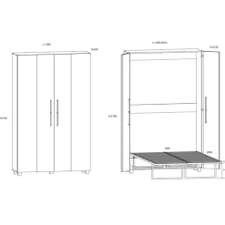 Letto a scomparsa verticale 120x200cm piazza e mezza rovere sonoma Calvin Gihome®