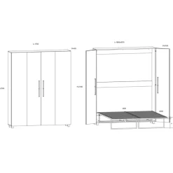 Letto a scomparsa verticale 160x200cm matrimoniale rovere sonoma Calvin Gihome®