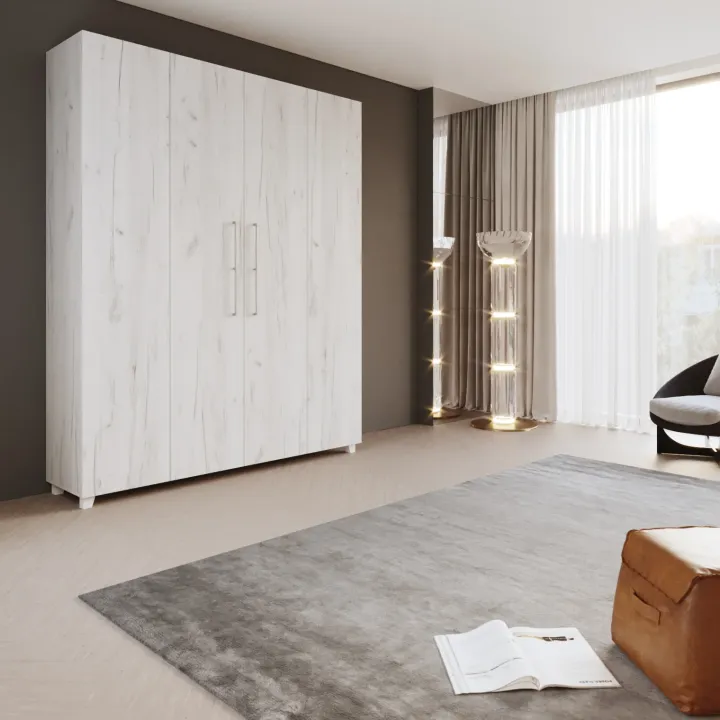 Letto a scomparsa verticale 160x200cm matrimoniale bianco pino Calvin Gihome®