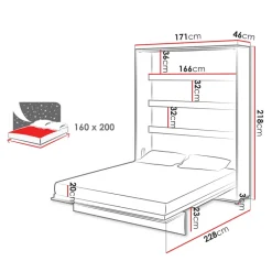 Letto a scomparsa verticale 160x200 cm matrimoniale bianco Camelio