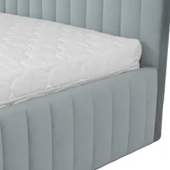 Letto contenitore alla francese 140x200cm imbottito velluto grigio Poffi