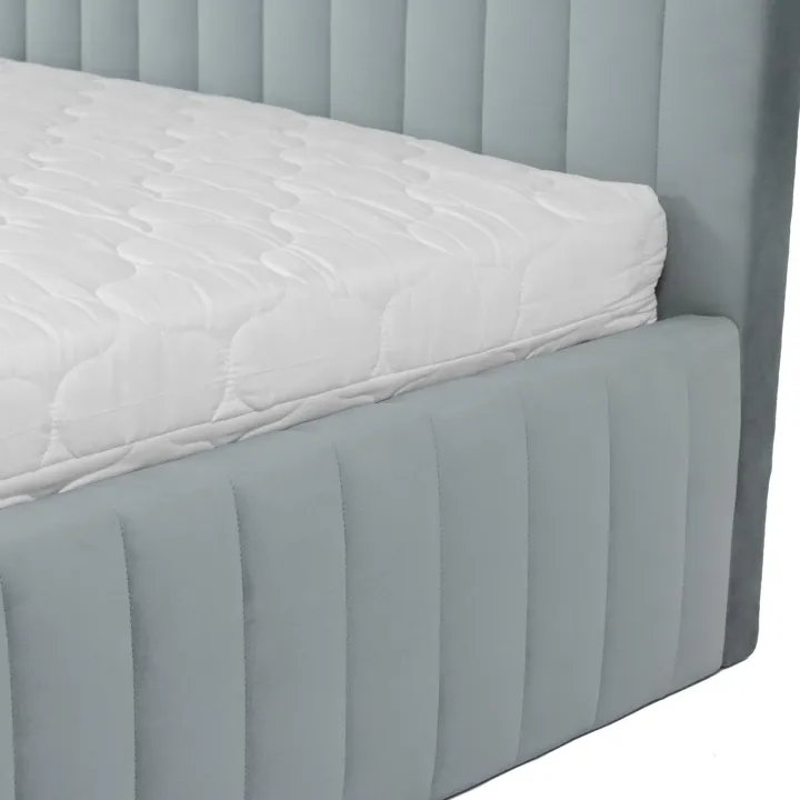 Letto contenitore alla francese 140x200cm imbottito velluto grigio Poffi