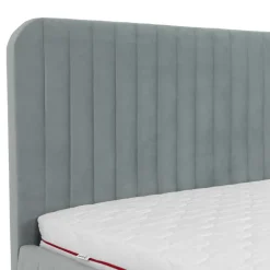Letto contenitore alla francese 140x200cm imbottito velluto grigio Poffi