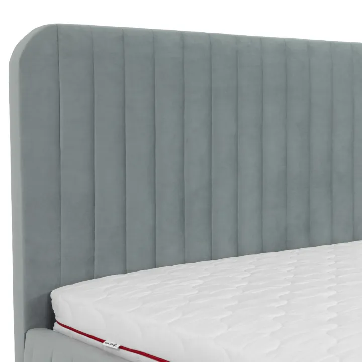 Letto contenitore alla francese 140x200cm imbottito velluto grigio Poffi
